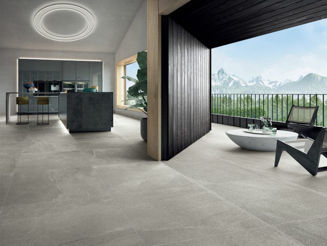 CDE-blendstone-light-nat-14mm-light-sabbiata-14mm-kitchen-001 บ้านสไตล์โมเดิร์นที่ปูพื้นด้วยกระเบื้องลายหินรุ่น BLEND STONE ของ WDC